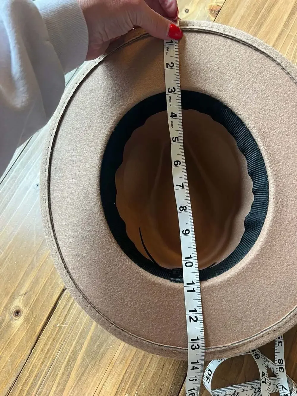 IN Designer Boho Style Tan Wide Brim Fedora Hat with Decorative Beaded Band and